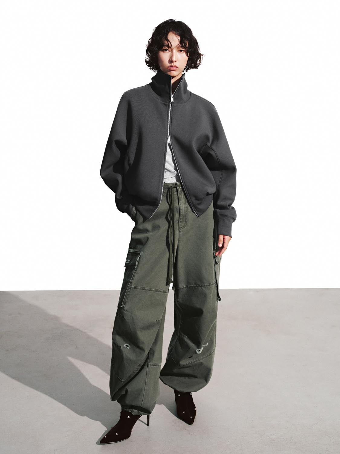 Stand Collar Full Zip Bomber Jackets - Image 5