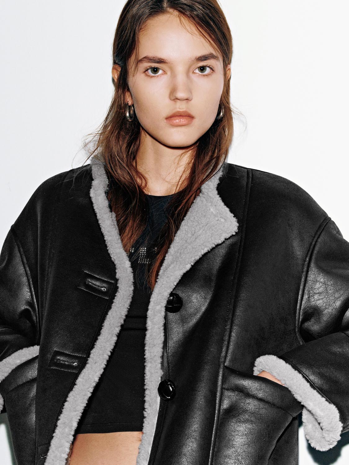 Faux Leather Button Up Jackets - Image 3