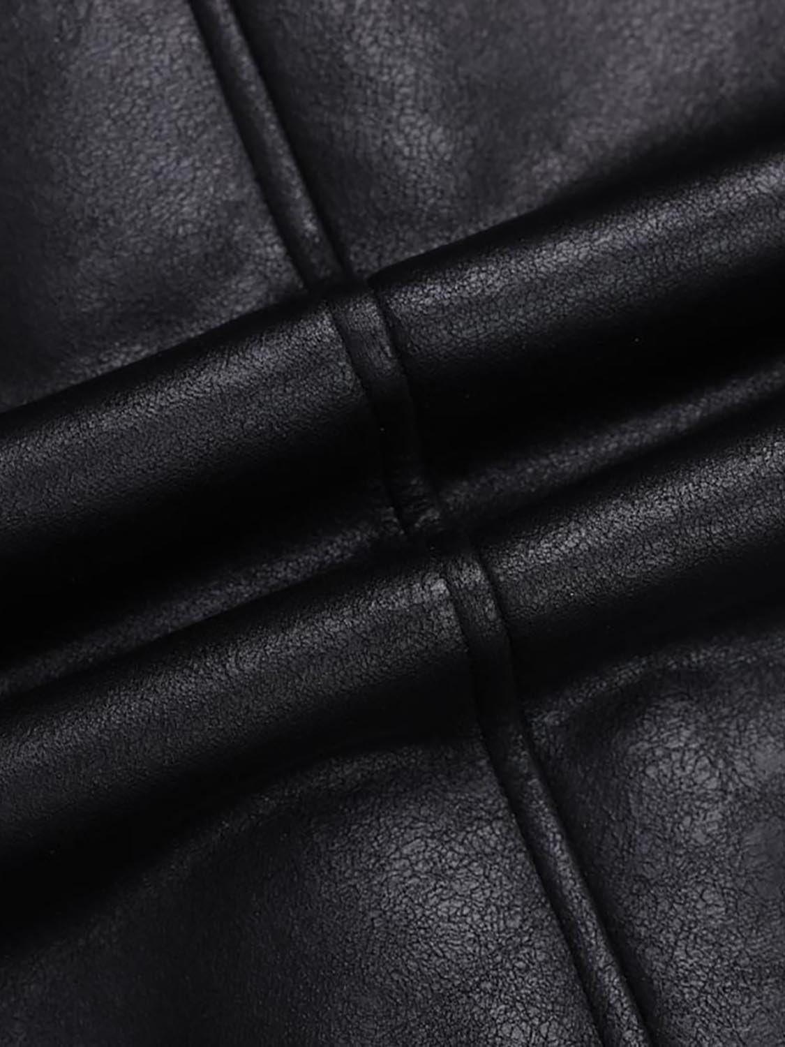 Faux Leather Button Up Jackets - Image 8