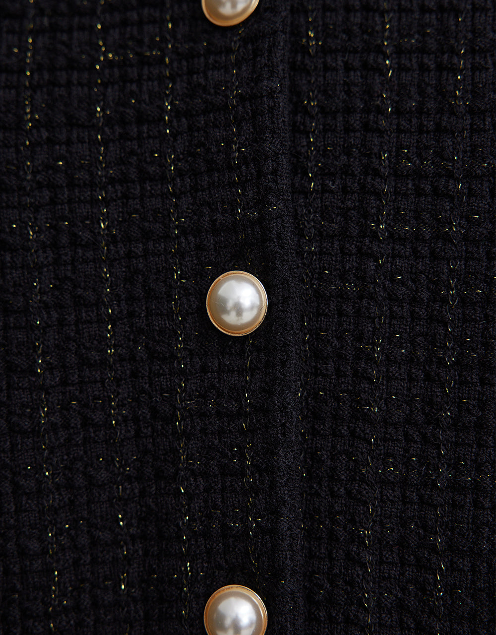 Faux Pearl Decor Tweed Knitted Cardigan - Image 9
